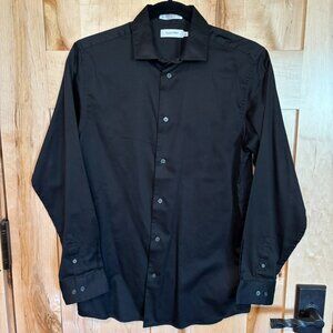 Boys Calvin Klein Sateen Dress Shirt Black Size 18 Holiday Dressy